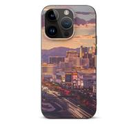 EMPYRI Coque de téléphone imprimée Las Vegas Sunset pour iPhone 14 Pro, ultra fine, résistante aux rayures et aux chocs, en TPU, noir, avec recharge sans fil, anti-jaunissement