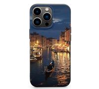 EMPYRI Coque de téléphone imprimée Venise Night pour iPhone 13 Pro Max, ultra fine, résistante aux rayures et aux chocs, coque de téléphone en TPU noir, avec recharge sans fil, anti-jaunissement