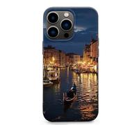 EMPYRI Coque de téléphone imprimée Venise Night pour iPhone 13 Pro, ultra fine, résistante aux rayures et aux chocs, coque de téléphone en TPU noir, avec recharge sans fil, anti-jaunissement