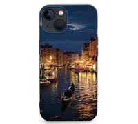 EMPYRI Coque de téléphone imprimée Venise Night pour iPhone 13, ultra fine, résistante aux rayures et aux chocs, coque de téléphone en TPU, noir, avec recharge sans fil, anti-jaunissement
