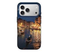 EMPYRI Coque de téléphone imprimée Venise Night pour iPhone 17 Pro, ultra fine, résistante aux rayures et aux chocs, coque de téléphone en TPU noir, avec recharge sans fil, anti-jaunissement