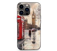 EMPYRI Coque de téléphone rouge imprimée London Street pour iPhone 13 Pro Max, ultra fine, résistante aux rayures et aux chocs - Coque de téléphone en TPU noir, avec recharge sans fil