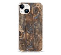 EMPYRI Coque de téléphone transparente pour iPhone 14 - Motif bois marron - Coque de téléphone en TPU antichoc avec recharge sans fil, résistante aux rayures et au jaunissement