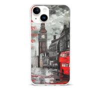 EMPYRI Coque de téléphone transparente pour iPhone 14 Plus, motif rue de Londres rouge, coque de téléphone antichoc en TPU avec recharge sans fil, résistante aux rayures et au jaunissement