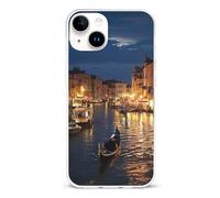 EMPYRI Coque de téléphone transparente pour iPhone 14 Plus, motif Venise Night - Coque de téléphone en TPU antichoc avec recharge sans fil, résistante aux rayures et au jaunissement
