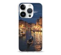 EMPYRI Coque de téléphone transparente pour iPhone 14 Pro, motif Venise Night - Coque de téléphone antichoc en TPU avec recharge sans fil, résistante aux rayures et au jaunissement