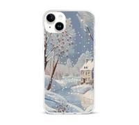 EMPYRI Coque de téléphone transparente pour iPhone 15 Plus, coque de téléphone en TPU imprimée paysage d'hiver, coque de téléphone antichoc avec recharge sans fil, résistante aux rayures