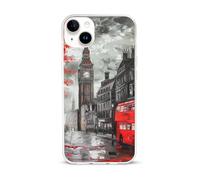 EMPYRI Coque de téléphone transparente pour iPhone 15 Plus, motif rue de Londres rouge, coque de téléphone antichoc en TPU avec recharge sans fil, résistante aux rayures, anti-jaunissement