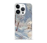 EMPYRI Coque de téléphone transparente pour iPhone 15 Pro, coque de téléphone en TPU imprimée paysage d'hiver, coque de téléphone antichoc avec recharge sans fil, résistante aux rayures