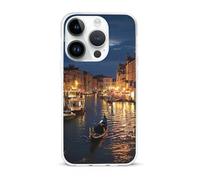 EMPYRI Coque de téléphone transparente pour iPhone 15 Pro, motif Venise Night - Coque de téléphone en TPU antichoc avec recharge sans fil, résistante aux rayures, anti-jaunissement