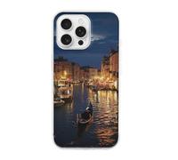 EMPYRI Coque de téléphone transparente pour iPhone 16 Pro Max, motif Venise Night - Coque de téléphone en TPU antichoc avec recharge sans fil, résistante aux rayures, anti-jaunissement