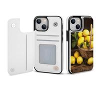 EMPYRI Étui portefeuille imprimé One Basket Lemons pour iPhone 13 - Étui portefeuille à rabat en cuir avec fentes pour cartes