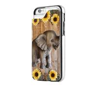 EMPYRI Étui portefeuille imprimé tournesol éléphant en bois pour iPhone 7/iPhone 8, étui portefeuille en cuir PU avec porte-cartes et coque de téléphone antichoc pour iPhone 7/8/Se3