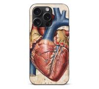 EMPYRI Human Anatomy Heart Chart Printed Phone Case for iPhone 15 Pro, ultra fine, résistante aux rayures et aux chocs, coque de téléphone en TPU noir, avec recharge sans fil, anti-jaunissement