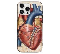 EMPYRI Human Anatomy Heart Chart Printed Phone Case for iPhone 16 Pro Max, ultra fine, résistante aux rayures et aux chocs, coque de téléphone en TPU noir, avec recharge sans fil, anti-jaunissement