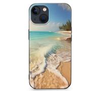 EMPYRI Serene Coastal Beach Coque de téléphone pour iPhone 13 Mini, ultra fine, résistante aux rayures et aux chocs, coque de téléphone en TPU noir, avec recharge sans fil, anti-jaunissement