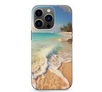 EMPYRI Serene Coastal Beach Coque de téléphone pour iPhone 13 Pro, ultra fine, résistante aux rayures et aux chocs, coque de téléphone en TPU noir, avec recharge sans fil, anti-jaunissement