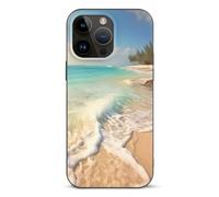 EMPYRI Serene Coastal Beach Coque de téléphone pour iPhone 14 Pro Max, ultra fine, résistante aux rayures et aux chocs - Coque de téléphone en TPU noir, avec recharge sans fil, anti-jaunissement