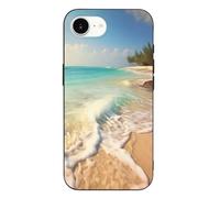 EMPYRI Serene Coastal Beach Coque de téléphone pour iPhone 16 E, ultra fine, résistante aux rayures et aux chocs, en TPU, noir, avec recharge sans fil, anti-jaunissement