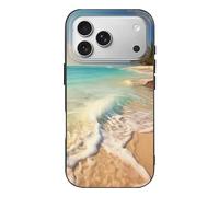 EMPYRI Serene Coastal Beach Coque de téléphone pour iPhone 17 Pro, ultra fine, résistante aux rayures et aux chocs, coque de téléphone en TPU noir, avec recharge sans fil, anti-jaunissement
