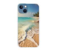EMPYRI Serene Coastal Beach Coque transparente imprimée pour iPhone 13 Mini 5,4" - Coque de téléphone antichoc avec charge rapide sans fil et protection de l'objectif, ne jaunit pas