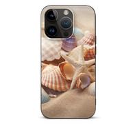 EMPYRI Shells on The Beach - Coque de téléphone imprimée pour iPhone 14 Pro, ultra fine, résistante aux rayures et aux chocs - Coque de téléphone en TPU noir, avec recharge sans fil, anti-jaunissement