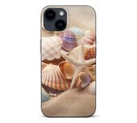 EMPYRI Shells on The Beach - Coque de téléphone imprimée pour iPhone 14, ultra fine, résistante aux rayures et aux chocs - Coque de téléphone en TPU noir, avec recharge sans fil, anti-jaunissement