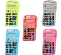 Emraw 8 Chiffres Double Alimentation Format de Poche Calculatrice Standard Fonction Student Grand écran LCD électronique Bureau Bureau de comptabilité Les calculatrices Scientifiques (Lot de 5)