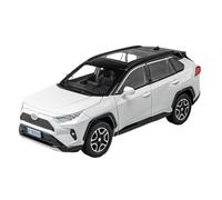 EMRGAZQD Modèle De Voiture À Échelle Modèle De Voiture Tout-Terrain en Métal Moulé for Toyota RAV4 SUV Noir avec Son Et Lumière Échelle 1/24 Réplique Fidèle De Voiture(White)