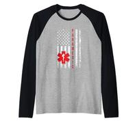 EMS EMT Paramedic First Responder Américain Flag Paramédic Manche Raglan
