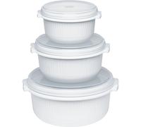 EMSA 459061200 Ensemble de 3 Récipients Blancs, 190x200x250mm, Compatible Lave-Vaisselle/Congélateur/Micro-Ondes, Sans BPA, Garantie 10 ans, Fabriqué en Allemagne