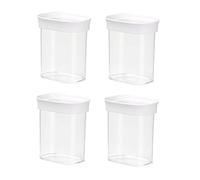 Emsa 4er Set Stapelbare Vorratsdose für Trockenvorräte, Volumen 0.38 Liter, Rechteckig, Weiß/Transparent, Optima 513555 x 4