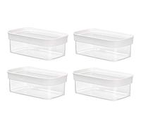 Emsa 4er Set Stapelbare Vorratsdose für Trockenvorräte, Volumen 0.45 Liter, Rechteckig, Weiß/Transparent, Optima 513556 x 4