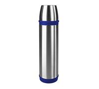 Emsa 502473 CAPITAIN Bouteille isotherme avec gobelet, fermeture à vis BASIC, 100% hermétique, 700 ml, Bleu/acier inoxydable
