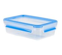 EMSA 508539 Boîte alimentaire rectangulaire avec couvercle, 0.8 Litre, Transparent/bleu, Clip & Close