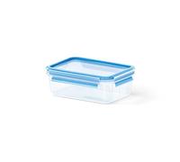 Emsa 508540 Boîte alimentaire rectangulaire avec couvercle, 1.0 Litre, Transparent/bleu, Clip & Close