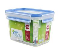 Emsa 508541 Boîte alimentaire rectangulaire avec couvercle, 1.1 Litre, Transparent/bleu, Clip & Close