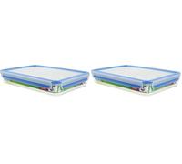 EMSA 508545 Boîte alimentaire rectangulaire avec couvercle, 2.6 Litres, Transparent/bleu, Clip & Close (Lot de 2)