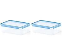 EMSA 508547 Boîte alimentaire rectangulaire avec couvercle, 5.4 Litres, Transparent/bleu, Clip & Close (Lot de 2)