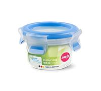 Emsa 508550 Boîte alimentaire ronde avec couvercle, 0.15 Litre, Transparent/bleu, Clip & Close