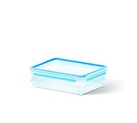 Emsa Boîtes alimentaires Clip & Close 3D – 2 pièces, 1,0/1,65 L, 100% hermétiques, transparent/bleu