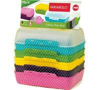 Emsa Clipboxes set de 3 Variabolo 509388 | 6 demi-coques pour 3 boîtes de conserve |Peut être assemblé à volonté |Passe au lave-vaisselle | Particulièrement adapté aux enfants, coloré, 15 x 3.5 x 10cm
