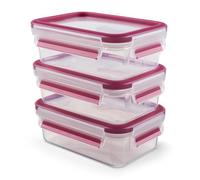 Emsa Boîte hermétique alimentaire 515582 Rectangulaire 0,55 L Rose/Transparent, lot de 3