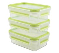 Emsa 515583 Alimentaires Clip & Close, Transparent/Vert, 0,55 Litre, Lot de 3 Boîtes