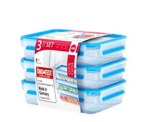 EMSA 515645 : Ensemble de 3 Boîtes Rectangulaires 1.2L en Polypropylène/TPE, 166x225x170mm, compatibles lave-vaisselle/congélateur/micro-ondes