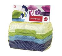 Emsa 517053 Variabolo Lot de 4 récipients alimentaires pour garçons, 16 x 11 x 4 cm, peuvent être ouverts des deux côtés, peuvent être empilés pour gagner de la place, bleu/vert