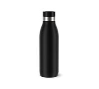 EMSA Bludrop gourde 0,5 L Noir, Durable, Acier inoxydable 18/10, Hermétique, Revêtement esthétique, Texture poudrée, Facile à utiliser, Boissons chaudes et froides, Compatible lave-vaisselle N3110100