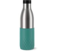 Emsa Bludrop N3112100 Bouteille Isotherme, , En Acier Inoxydable, Durable, Revêtement En Poudre, Bord À 360°, 20 H Chaud/40 H Froid, 1 Litre, Anti-Fuite, Bleu Pétrole
