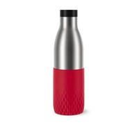 Emsa Bludrop N3112800 Bouteille isotherme, réutilisable, en acier inoxydable, durable, revêtement par poudre, bord à 360°, 12 h chaud/24 h froid, 0,7 l, anti-fuite, rouge foncé