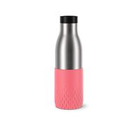 EMSA Bludrop Sleeve gourde 0,5 L Corail, Durable, Acier inoxydable 18/10, Hermétique, Manchette silicone ergonomique, Facile à utiliser, Boissons chaudes et froides, Compatible lave-vaisselle N3110800